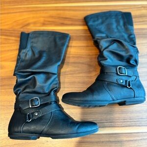 Black faux Leather Women's Boots